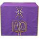 Purple Alpha and Omega embroidered ambo cover