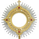 Bronze monstrance with gold bath for a 20 cm shape.