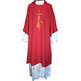 Dalmatic polyester with Cross and spikes embroidered red