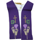 Catholic clergy stole | Jerusalem Cross embroidery white purple