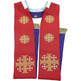 Catholic clergy stole | Jerusalem Cross embroidery red/purple