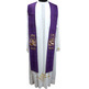 Priest stole with purple Franciscan embroidery