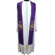 Priest stole with purple Franciscan embroidery