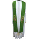 Priest stole with green Franciscan embroidery