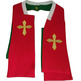 Reversible stole with red / green embroidered Cross