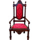 Chestnut chair set with damask upholstery