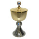 Mini ciborium in two-tone blue gold-plated metal