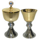 Mini ciborium in two-tone blue gold-plated metal