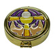 Viaticum with enameled golden Cross and purple background