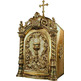 Tabernacle with door engraved with liturgical elements