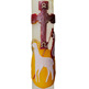 Altar candles decorated to match Paschal Candles