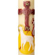 Altar candles decorated to match Paschal Candles