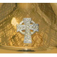 Gold metal chalice with silver Cross