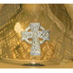 Golden metal ciborium with silver Cross