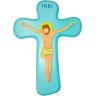 Crucifijo de pared infantil azul 