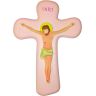 Crucifijo de pared infantil rosa 