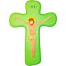 Crucifijo de pared infantil verde 