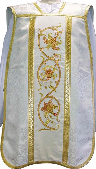 White Catholic chasuble for sale